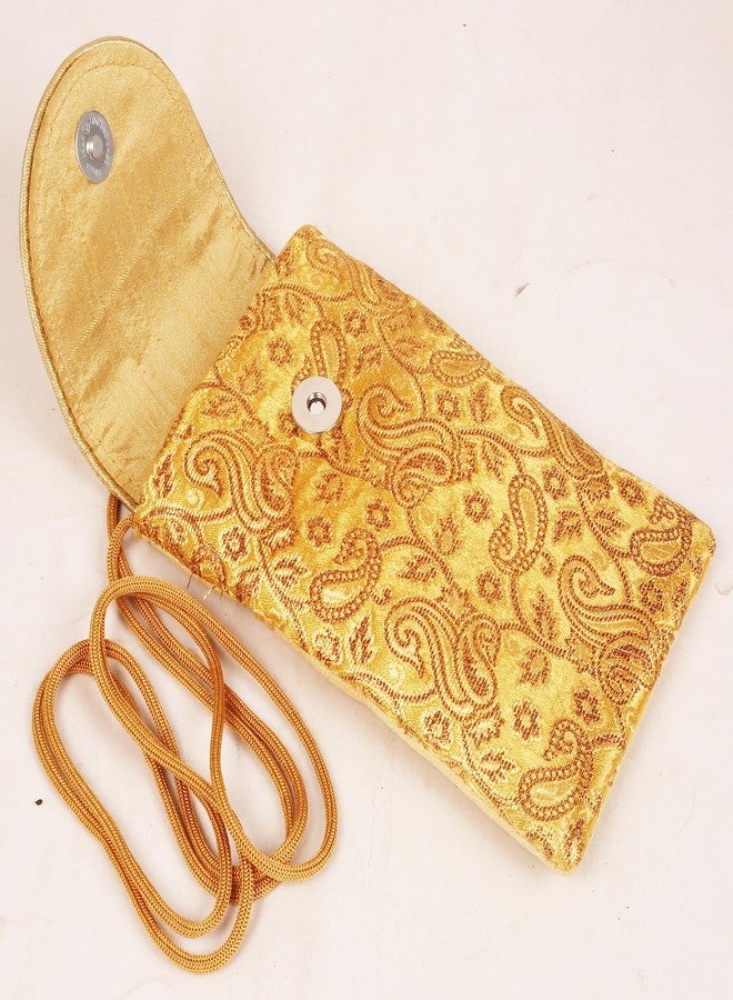 Indtresor Handcrafted Indian Traditional Paisley Floral Strong Gold Color Tassel Handle Vintage Party Magnetic Locking System Wedding Gift Evening Purse Handbag For Women. - Image 5